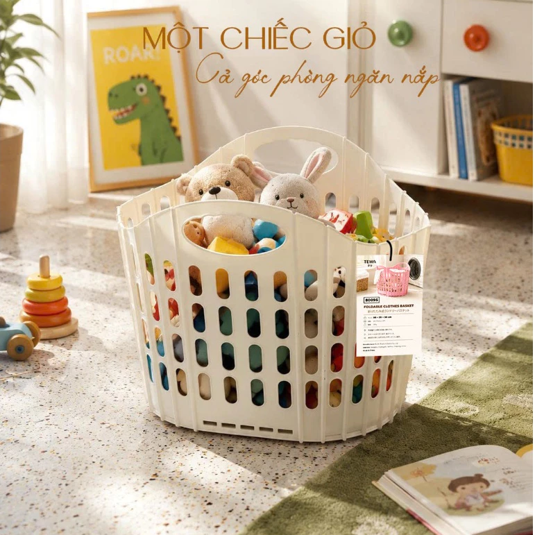 Giỏ nhựa đựng đồ đa năng gấp gọn Tewa 50*39*36cm màu trắng (80095-W)