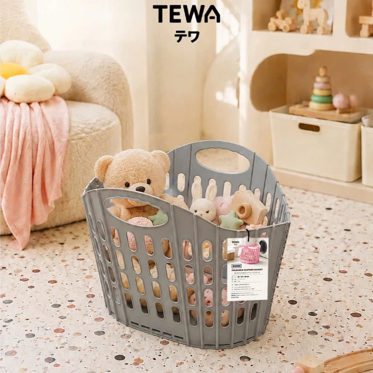 Giỏ nhựa đựng đồ đa năng gấp gọn Tewa 50*39*36cm màu xám (80095-GR)