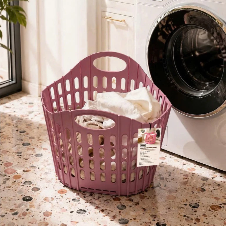 Giỏ nhựa đựng đồ đa năng gấp gọn Tewa 50*39*36cm màu hồng (80095-P)