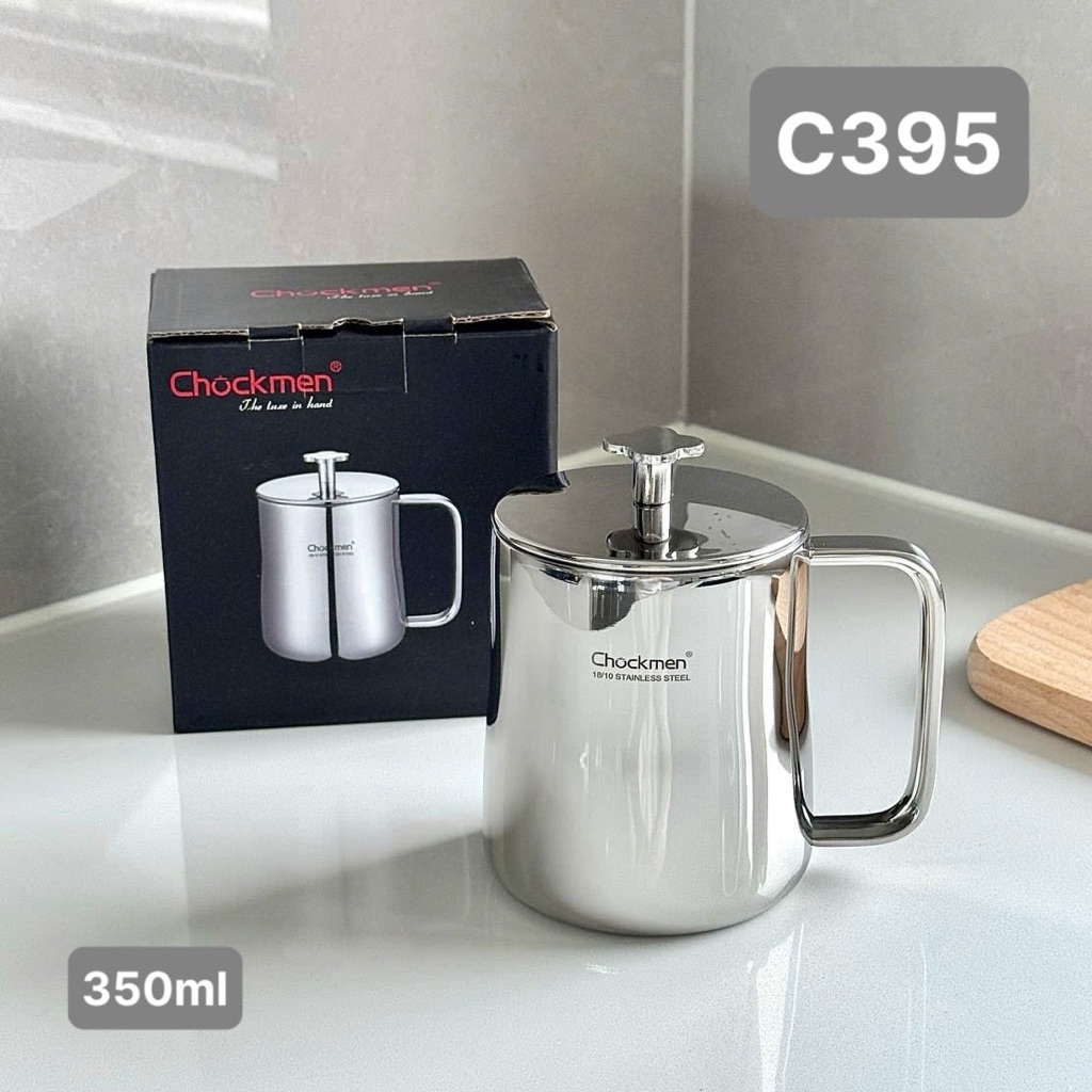 Cốc cách nhiệt Chockmen C395 có quai 350ml inox 18/10, model: CKM-AL395P350