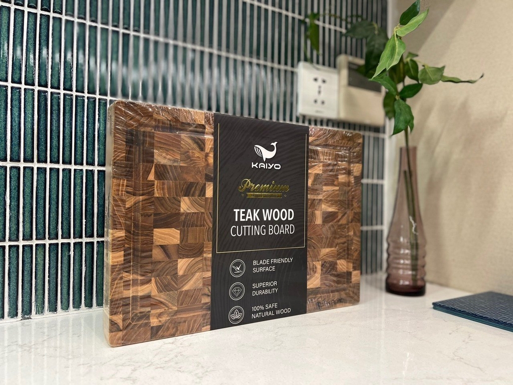 Thớt thái Kaiyo gỗ Teak chữ nhật dày 2,5cm (35x25cm) -DC02