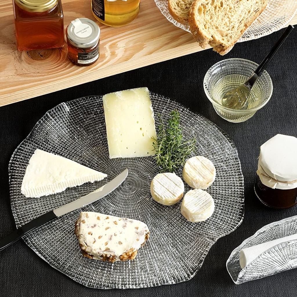 Đĩa pha lê Cheese IVV Glassmakers Italia 32cm Diamante Clear 6247.1 (Handmade in Italy)