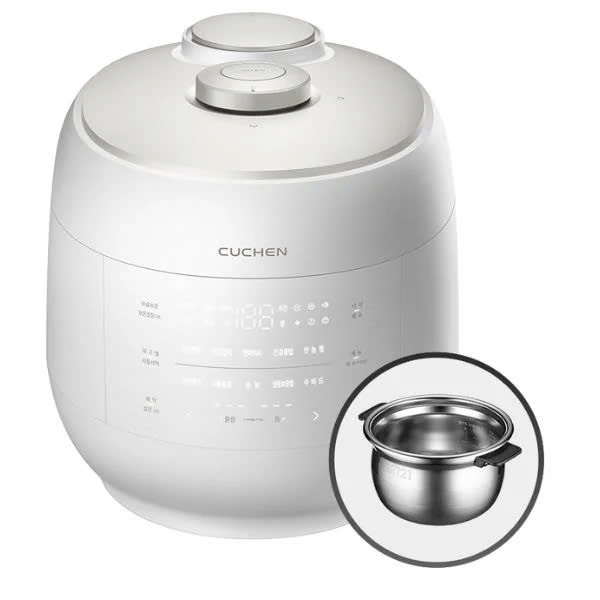Nồi cơm điện cao tần áp suất kép Cuchen CRT-UPDS1070W 1,8L lòng nồi inox (Màu trắng)