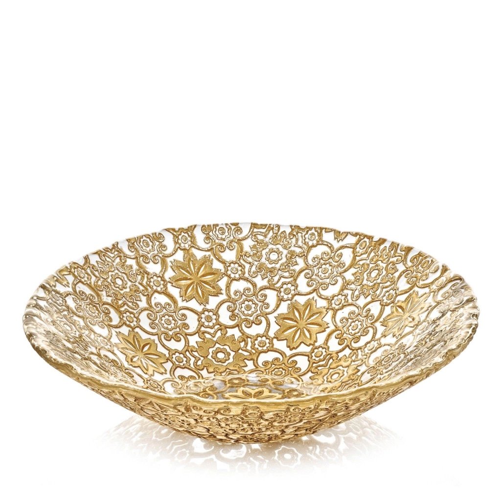 Tô pha lê IVV Arabesque Gold Leaf 25cm (7405.2/250/G)