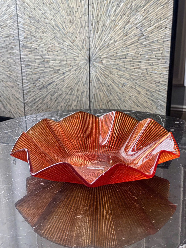 Đĩa pha lê IVV Noel Centerpiece Orange Glitter 39cm (8629.5/390) màu cam