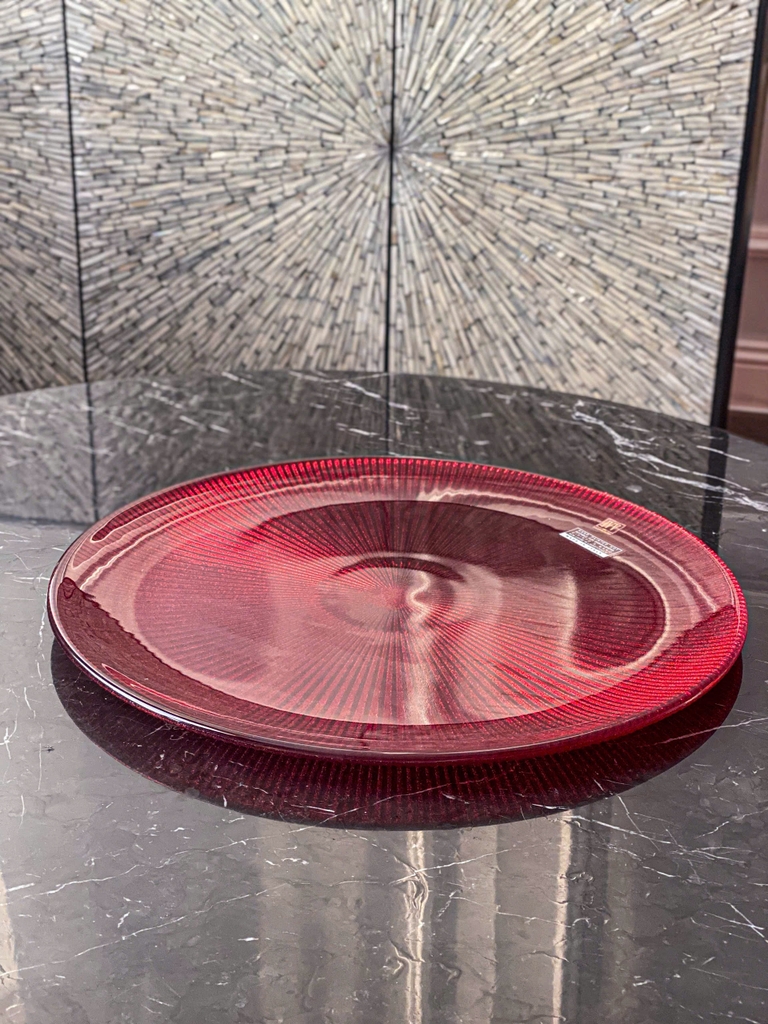 Đĩa pha lê IVV Noel Centerpiece Red Glitter 37cm (8635.5/370) màu đỏ