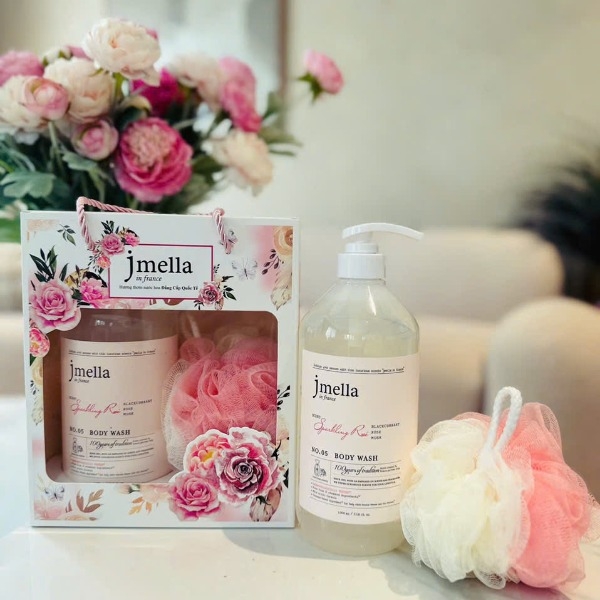Sữa tắm hương nước hoa Jmella 1000ml (kèm bông tắm)