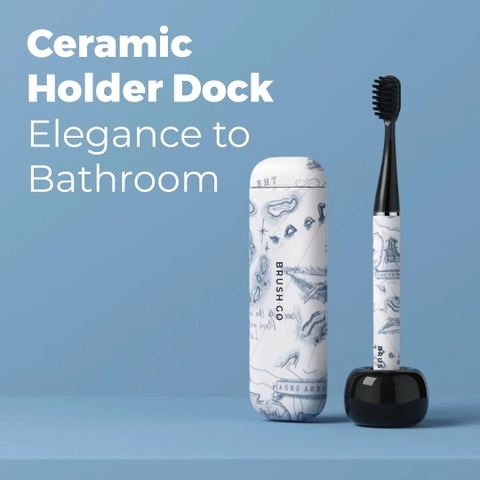 Bàn Chải Điện Mipow (USA) Brushgo Slimpro I4 Thế Hệ Mới Special Edition (With Ceramic Holder) Carrara (CI-900S-CAR)