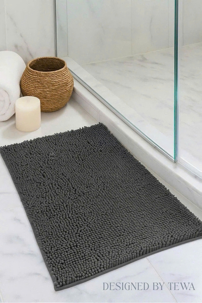 Thảm massage sợi nhung tuyết Tewa xám đậm 80005-DG (kích thước 60x40cm)