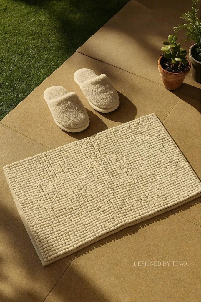 Thảm massage sợi nhung tuyết Tewa be 80005-BE (kích thước 60x40cm)