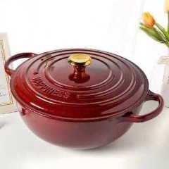 Nồi gang Happiness 26cm dáng marmite đỏ sẫm