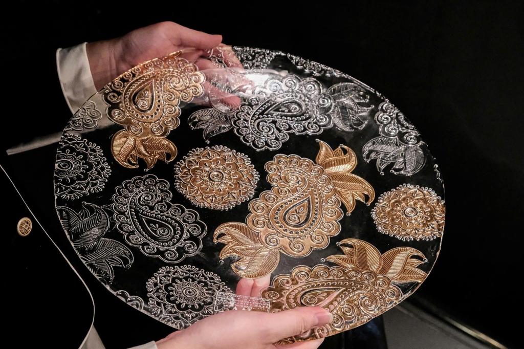 Đĩa pha lê IVV Pashmina Clear Gold 37cm (8134.3/370)