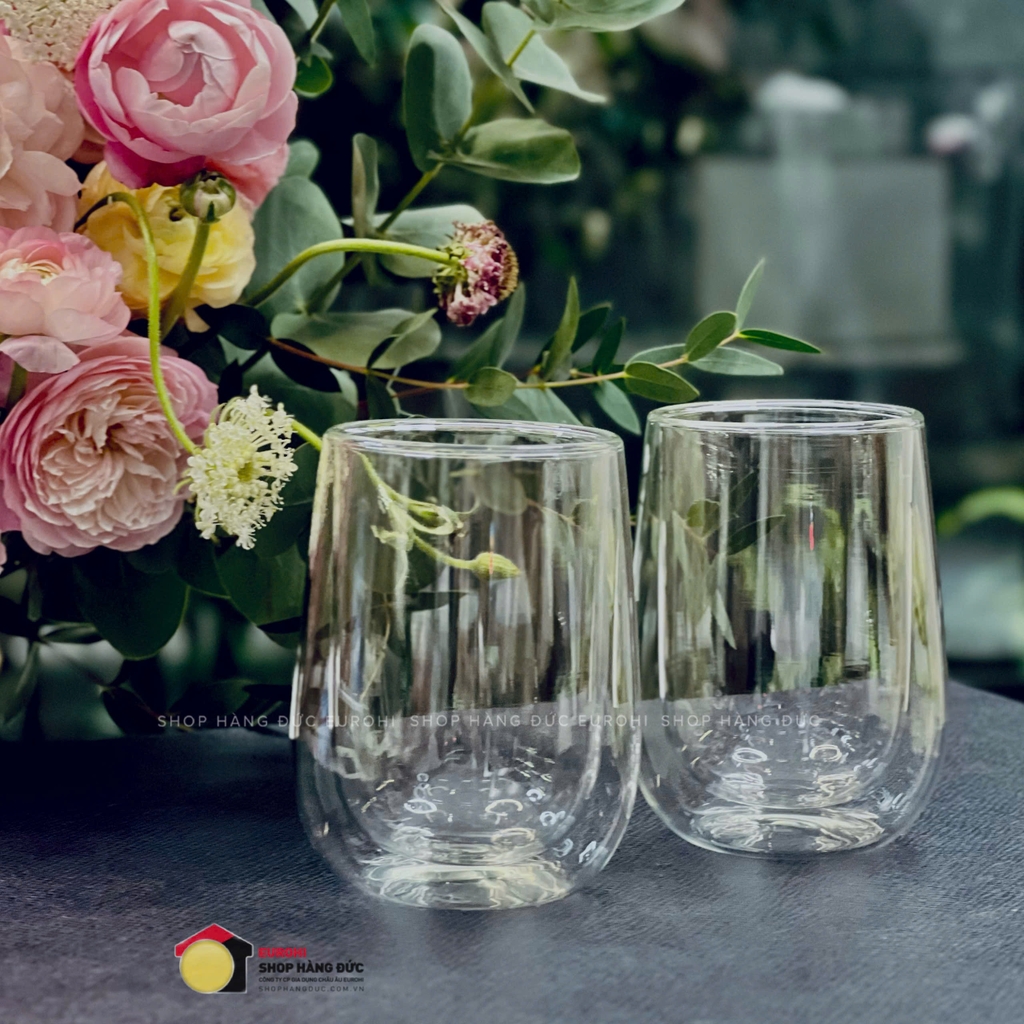 Set 2 cốc thuỷ tinh 2 lớp không tay cầm Kela 250ml (DM2145)