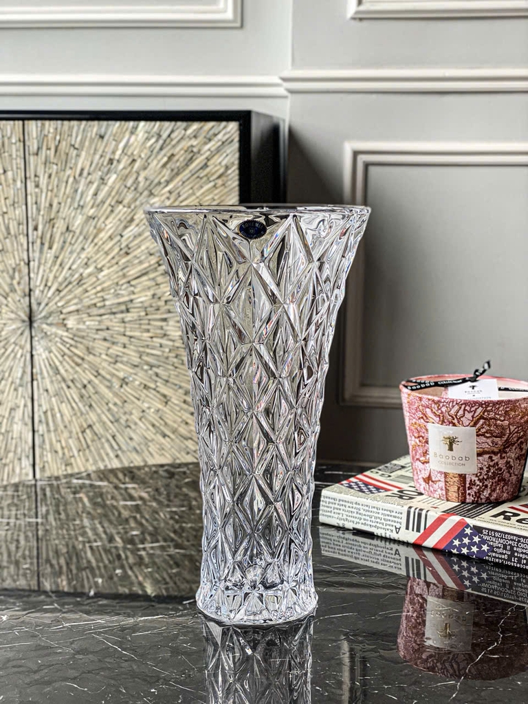 Lọ hoa pha lê Bohemia Memphis trắng 30.5cm (V/8KH39/99X23/305)