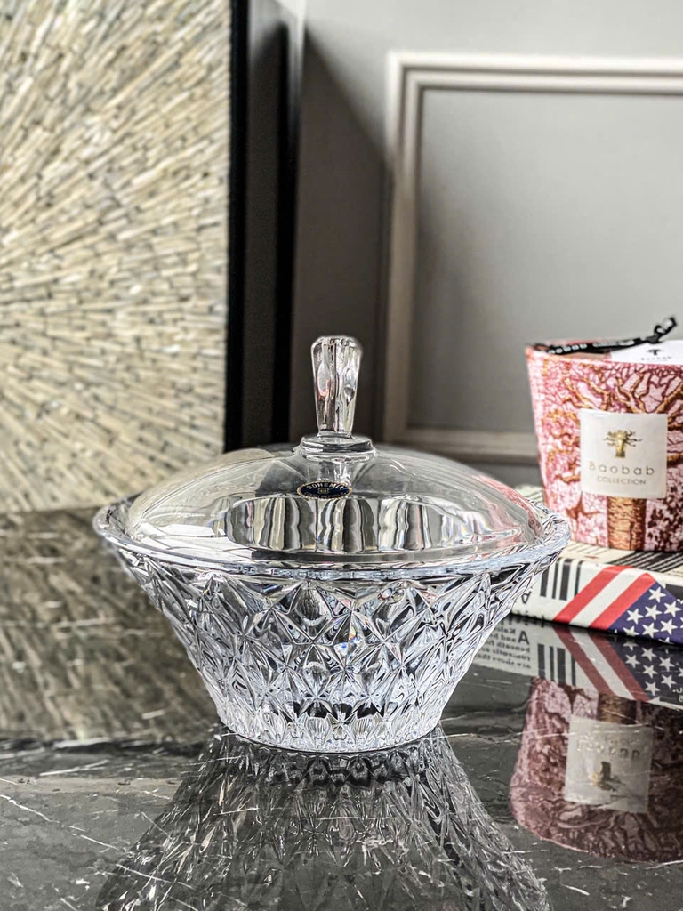 Thố pha le Bohemia Memphis trắng 19.5cm (BBT/5K973/99X23/195)