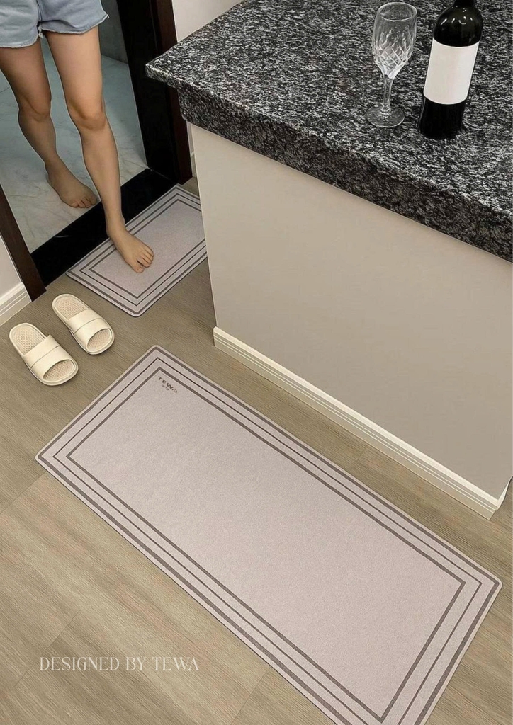 Set 2 thảm nano khô nhanh Tewa màu xám nhạt 80031-LG (thảm dài 120x40 cm và thảm ngắn 60x40 cm)