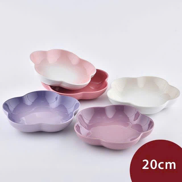 Set 5 đĩa hoa sâu lòng Le Creuset Medium 20cm (2 hồng, trắng, 2 tím-69280201999014)
