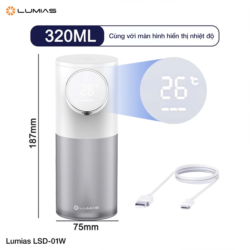 Hộp đựng xà phòng cảm ứng Lumias LSD-01W 320ml