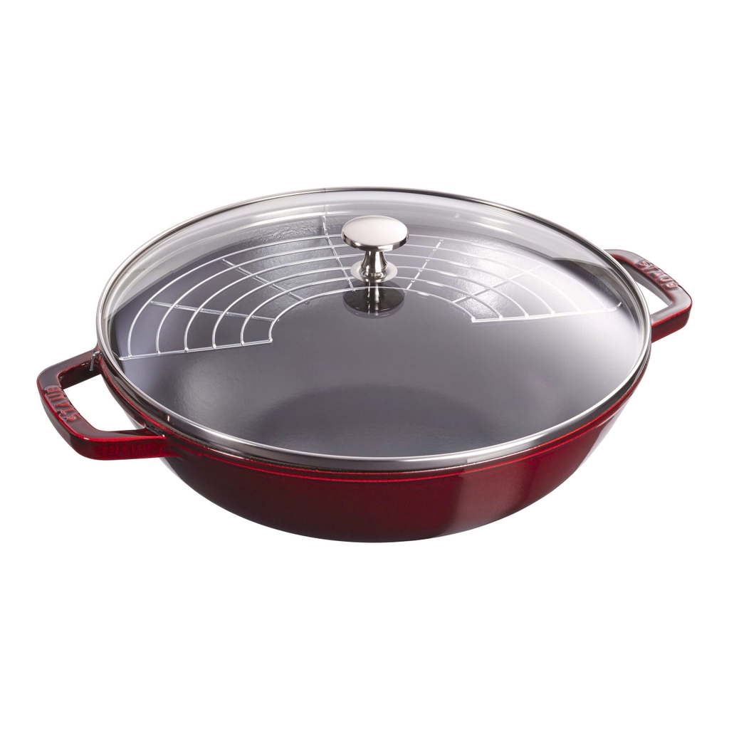 Chảo gang Staub wok Grenadine 30cm màu đỏ mận (13192987)