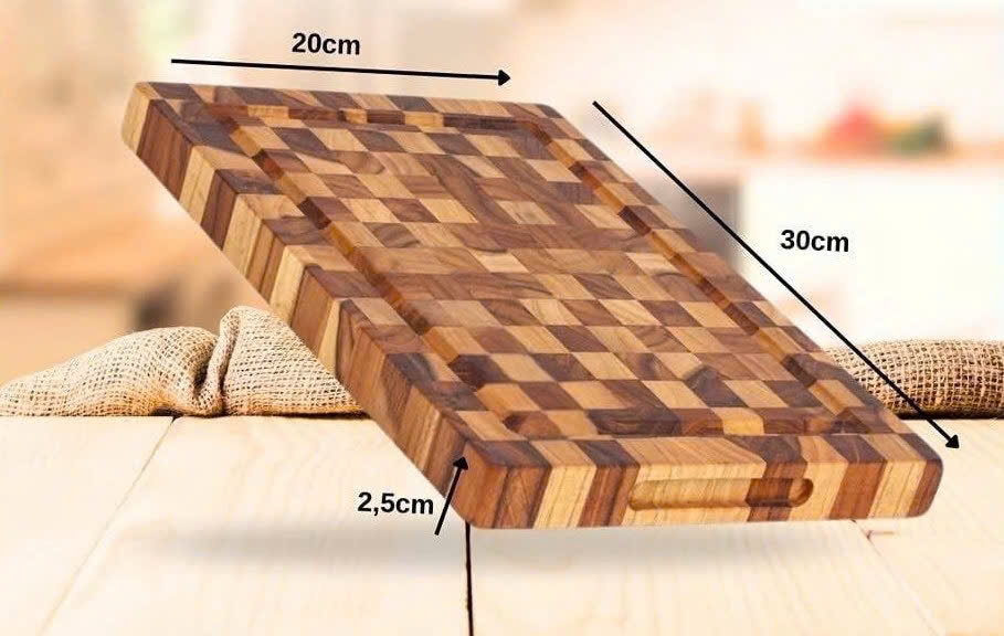 Thớt thái gỗ Teak Kiai chữ nhật dày 2.5cm (30x20cm)-K001