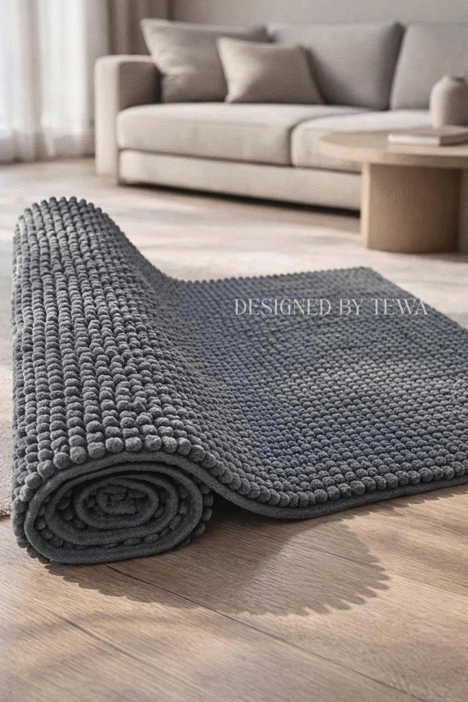 Thảm bếp sợi nhung tuyết Tewa màu xám đậm (45x120cm) 80028-DG