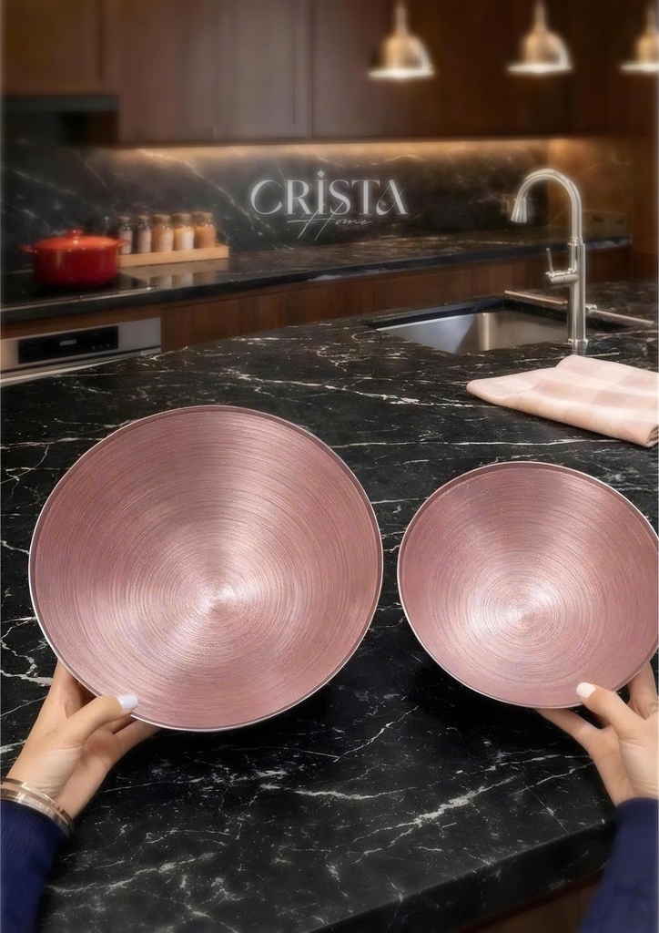 Bộ 2 bát thủy tinh tròn 4.5L+2.2L Crista Home màu hồng (60228-P)