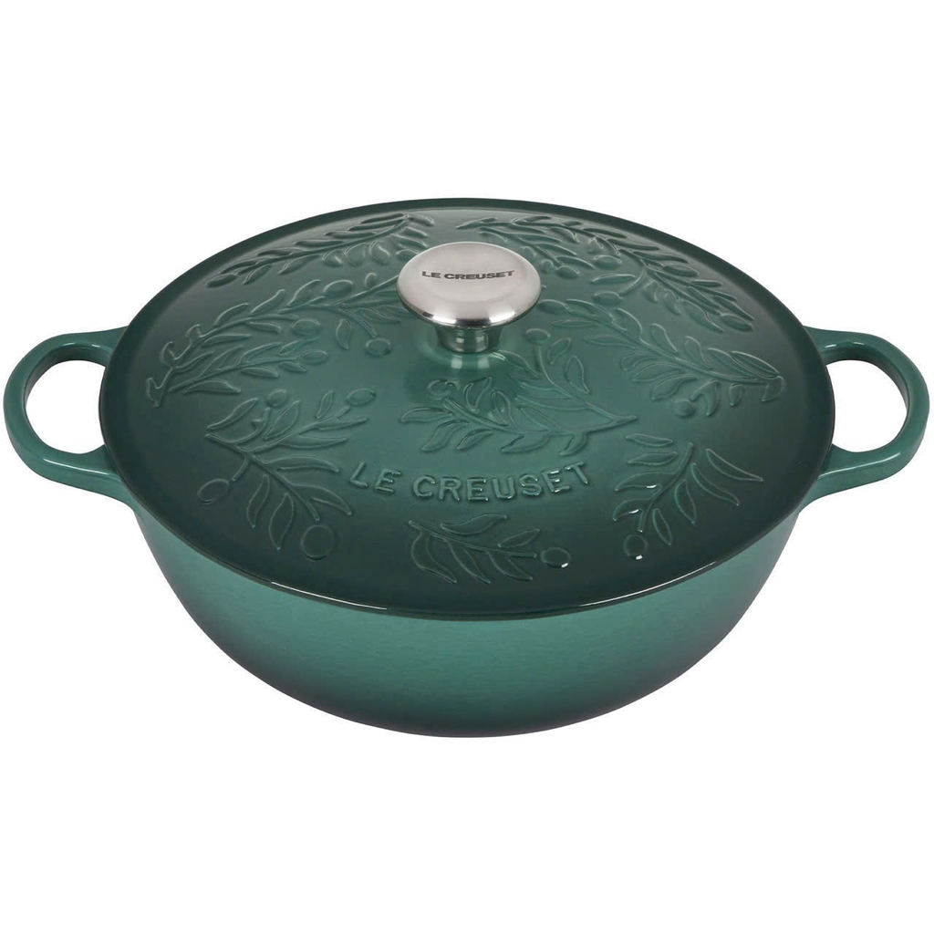 Nồi gang sâu lòng Le Creuset artichaut hoa lá cành 28cm 4.9L màu xanh (21898 28 79 54430)