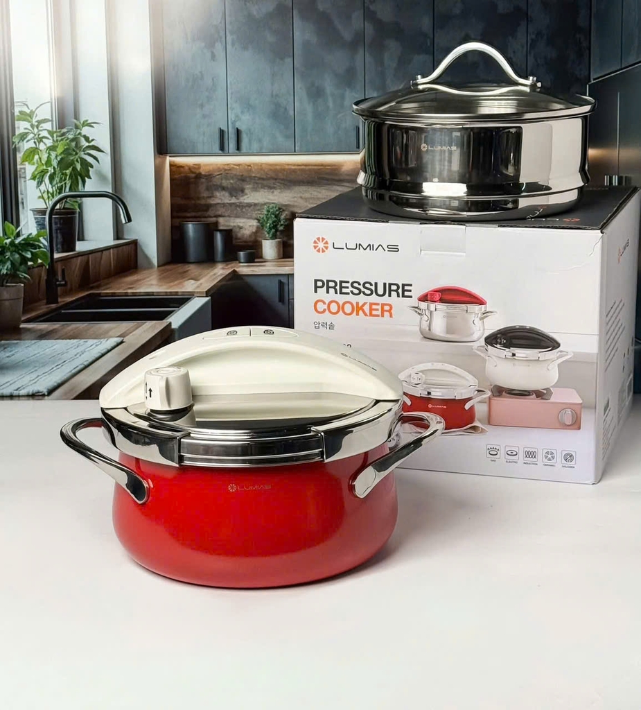 Nồi áp suất Lumias 3L LPC-068 Red Steamer kèm khay hấp (màu đỏ)