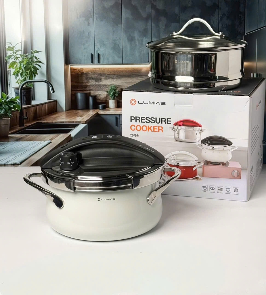 Nồi áp suất Lumias 3L LPC-068 Ivory Steamer kèm khay hấp (màu kem)