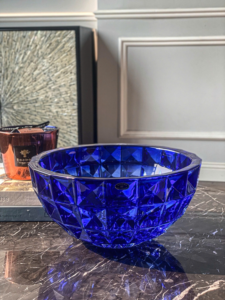 Tô pha lê kim cương Bohemia 28cm màu xanh dương Ombre (B/6KE30/72131/280/BO)