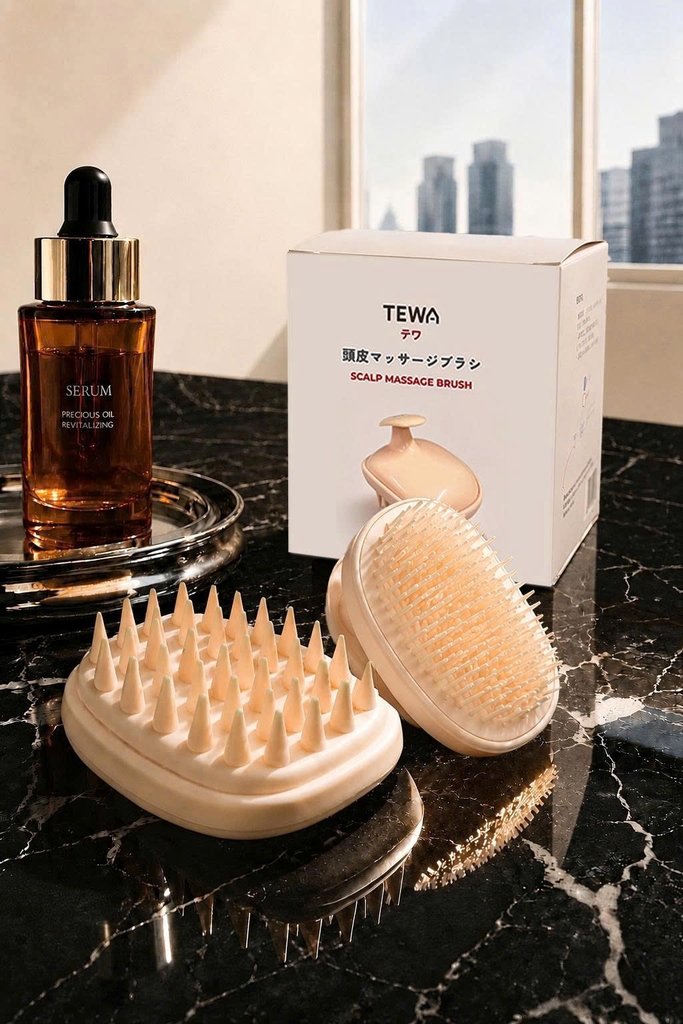 Lược gội mát xa da đầu Tewa màu be 80068-BE