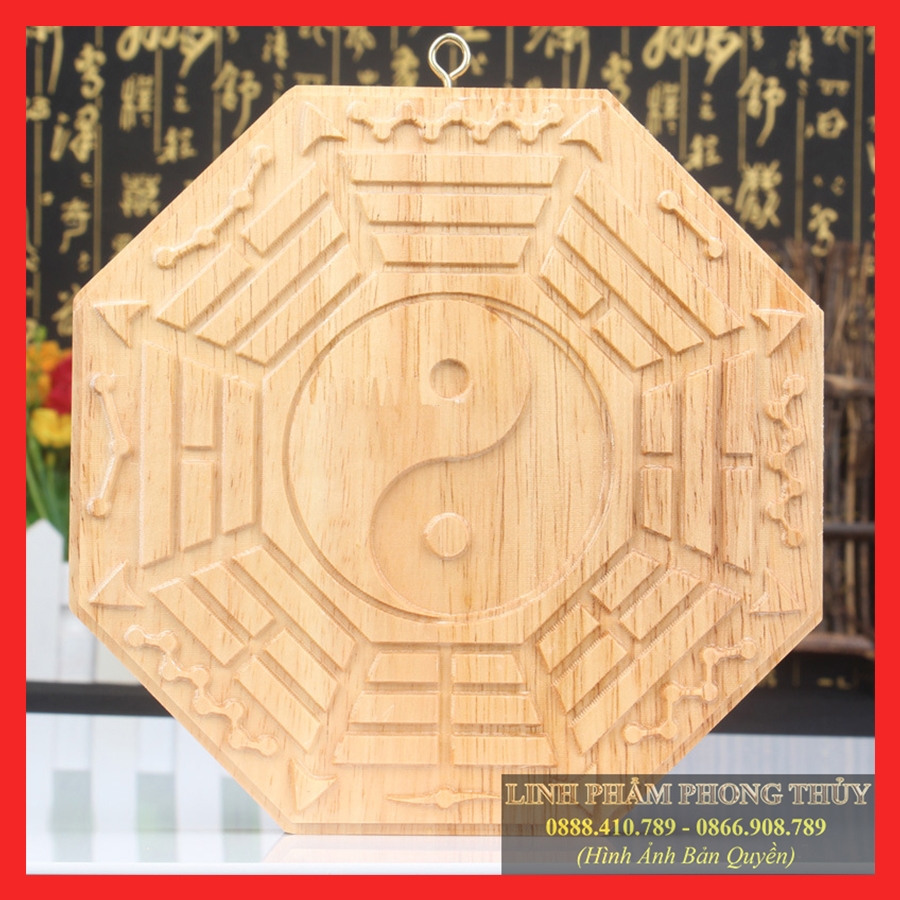 Gương Bát Quái Âm Dương Gỗ Đào - Linh Phẩm Phong Thuỷ