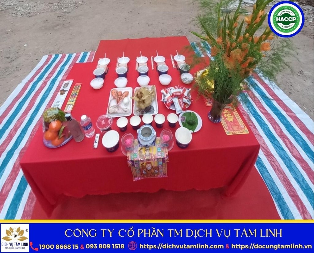 Mâm cúng động thổ VIP1 tại Cầu Kiệu Mâm cúng động thổ tại phường Cầu Kiệu: Đi đúng luồng từ cổng nhận mâm đến điểm khởi công