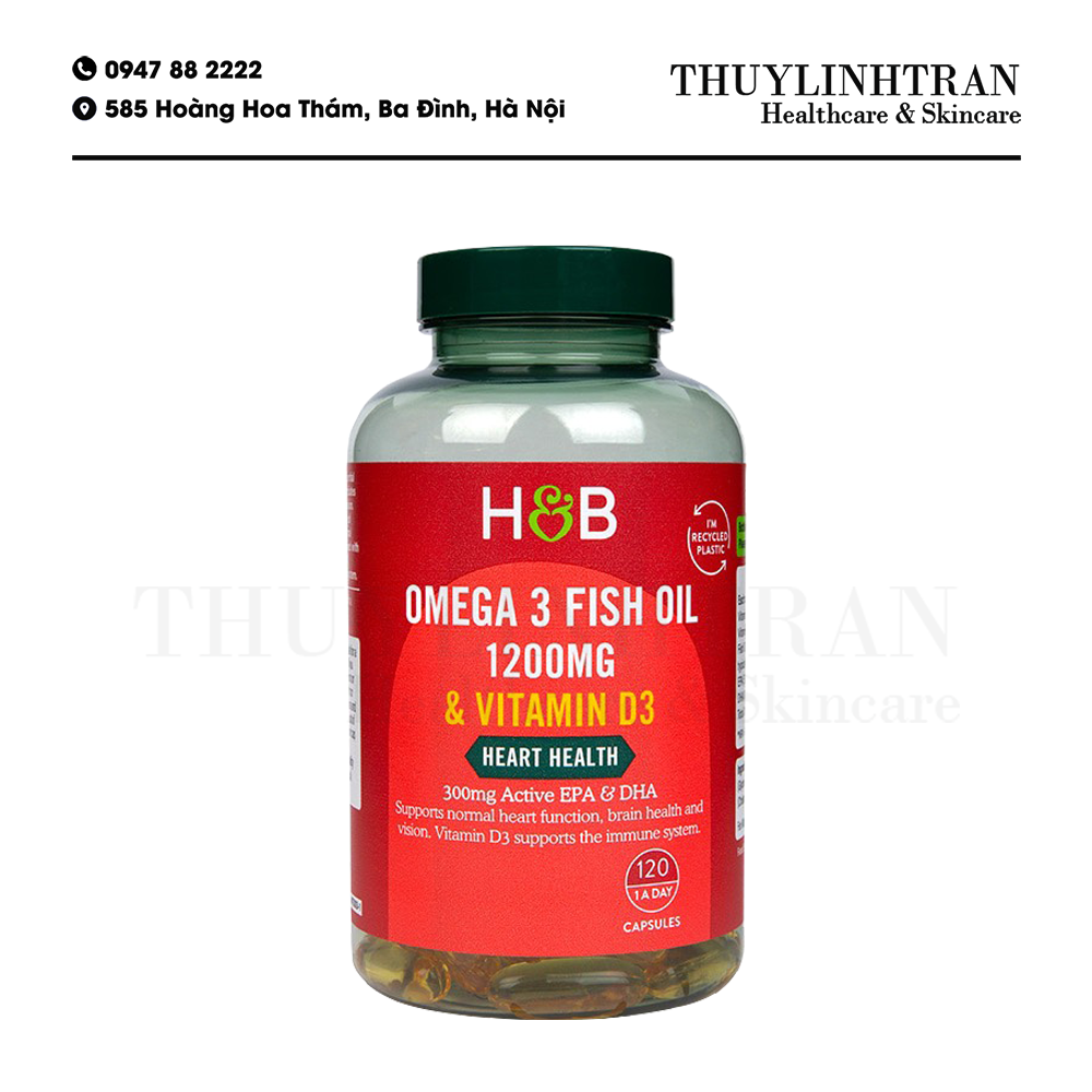 H&B Omega3 1200Mg With Vitamin D3 120V | Thuylinhtran - Thực Phẩm Chức Năng  Và Mỹ Phẩm Chính Hãng