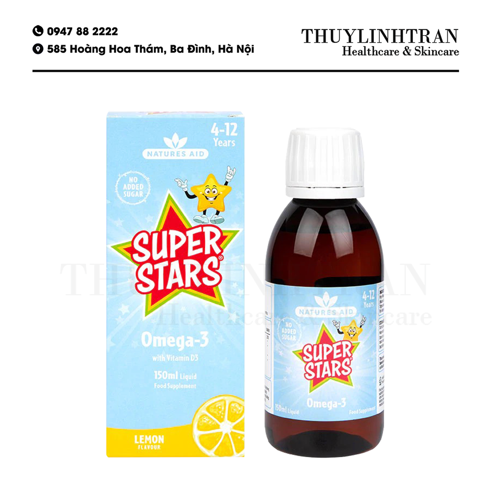 NATURE AID Omega3 D3 Liquid for Children 4-12y, 150ml lemon | THUYLINHTRAN  - Thực phẩm chức năng và mỹ phẩm chính hãng