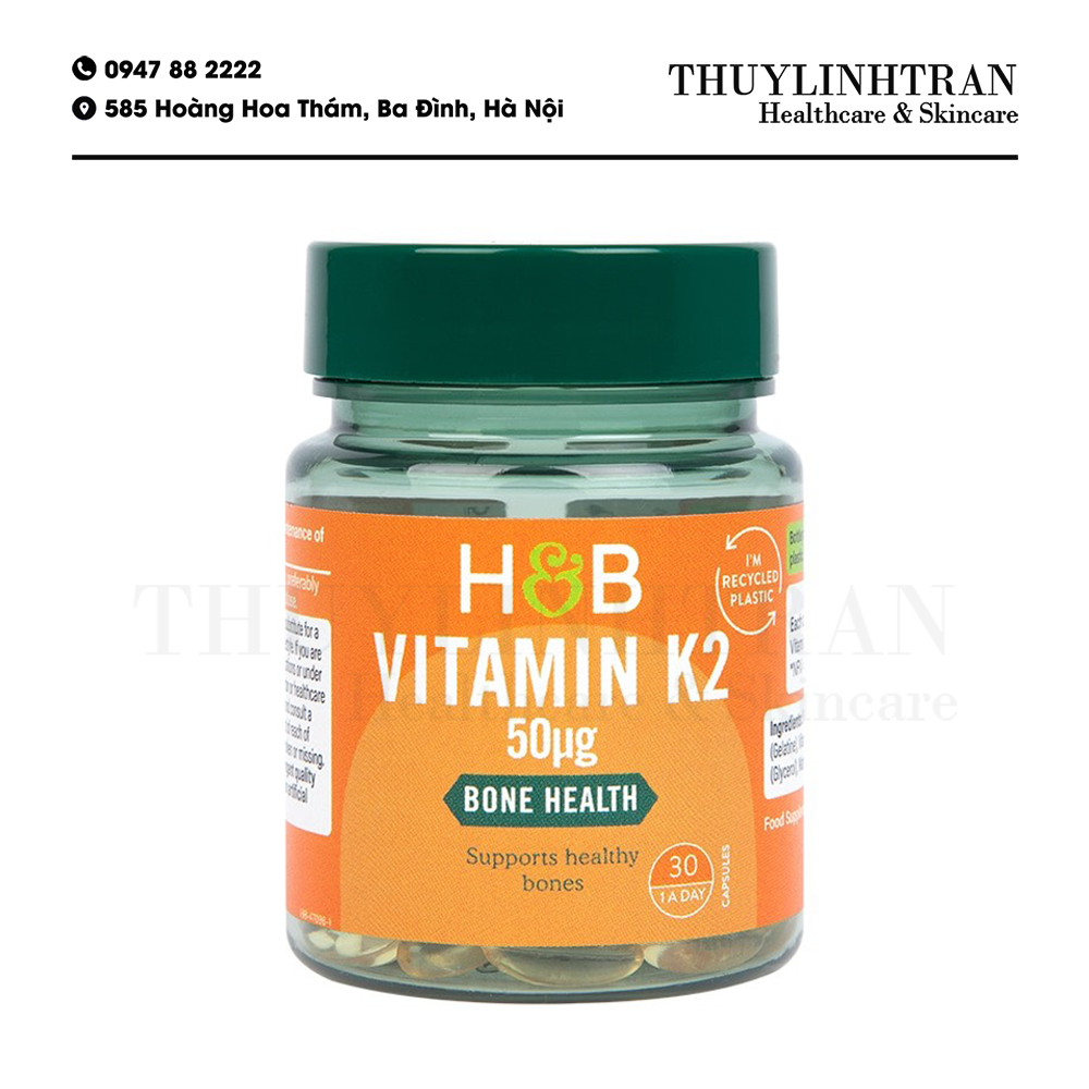 H&B Vitamin K2 50mcg 30 viên | THUYLINHTRAN - Thực phẩm chức năng và mỹ phẩm chính hãng H&B Vitamin K2 50mcg 30 viên | THUYLINHTRAN - Thực phẩm chức năng và mỹ phẩm chính hãng