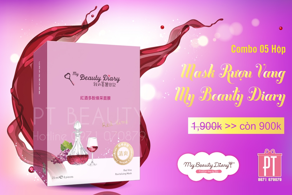 COMBO MASK RƯỢU VANG MY BEAUTY DIARY (5 hộp)