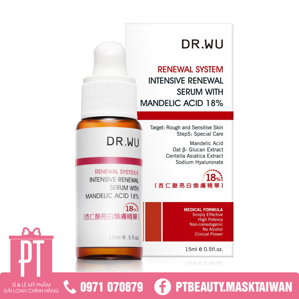 ( Mới ) Serum tái tạo da Dr.Wu Intensive Renewal Serum With Mandelic Acid 18% 15ML