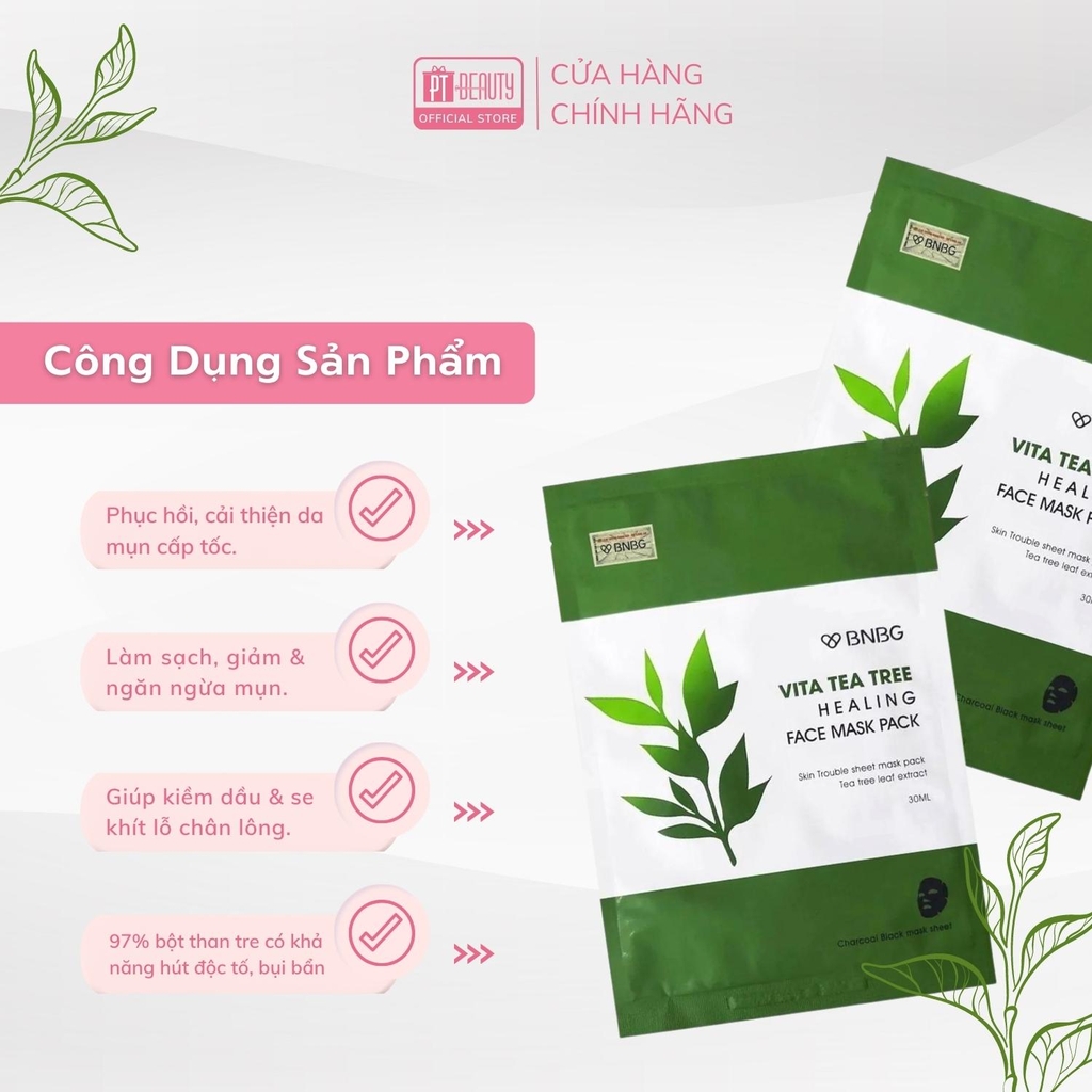 Mặt nạ BNBG Vita Mask giảm mụn, phục hồi, cấp ẩm, nuôi dưỡng da toàn diện 30ml Hàn Quốc