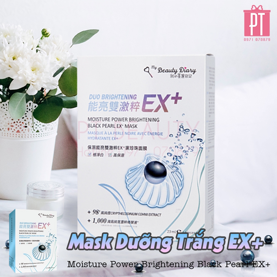 Mặt Nạ My Beauty Diary Ngọc Trai Đen Ex+ Xanh - My Beauty Diary Moisture Power Brightening Black Pearl EX+ 6pcs