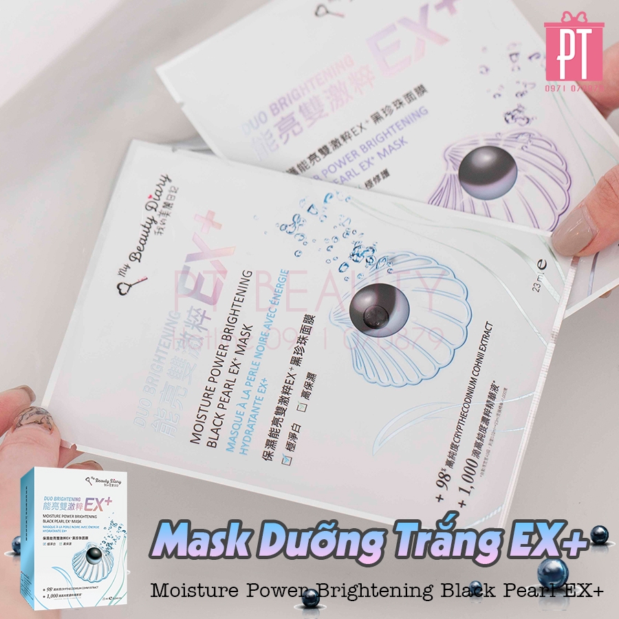 Mặt Nạ My Beauty Diary Ngọc Trai Đen Ex+ Xanh - My Beauty Diary Moisture Power Brightening Black Pearl EX+ 6pcs