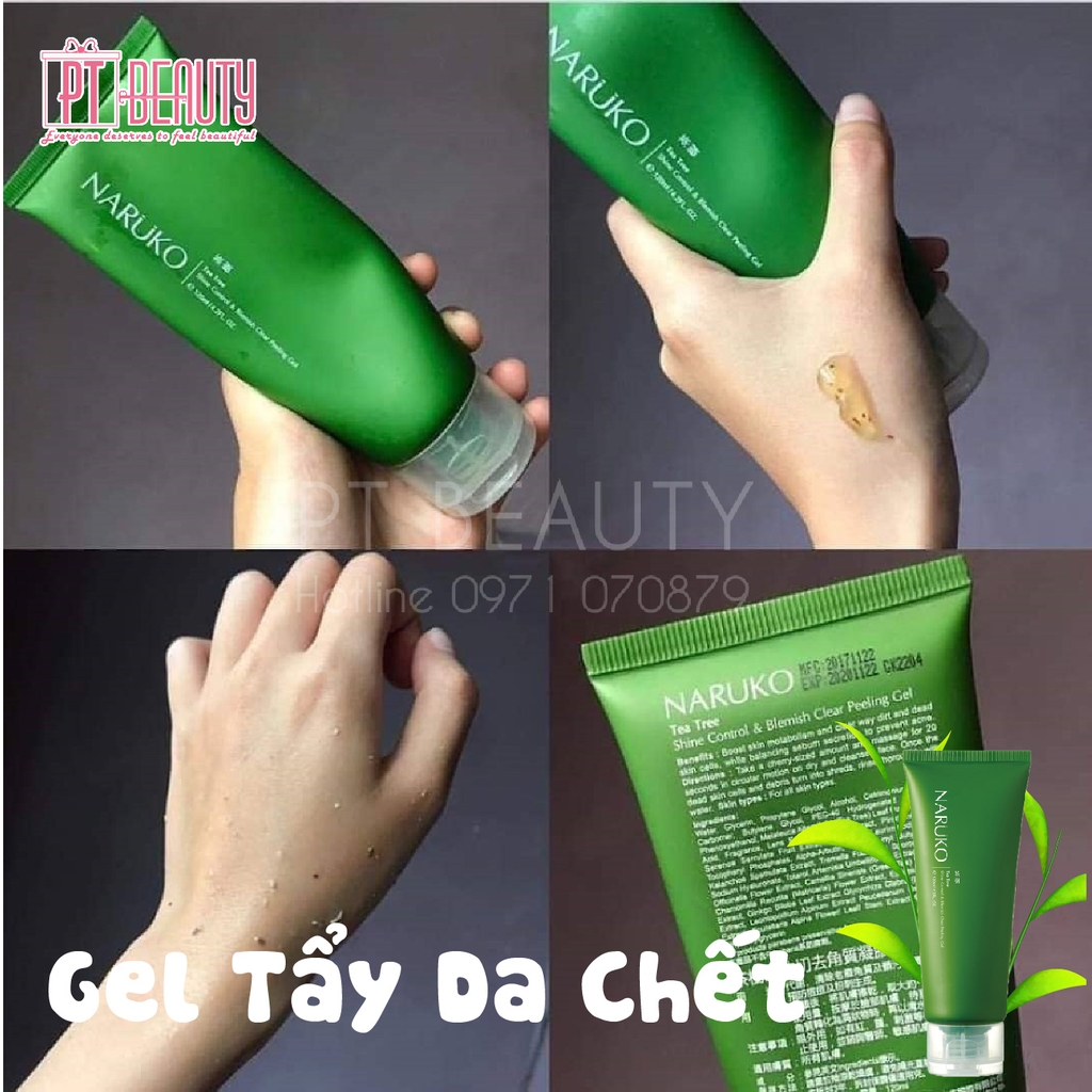 Naruko Gel Tẩy Da Chết Tràm Trà Điều trị mụn - Tea tree Shine Control & Blemish Clear Peeling Gel 120ml