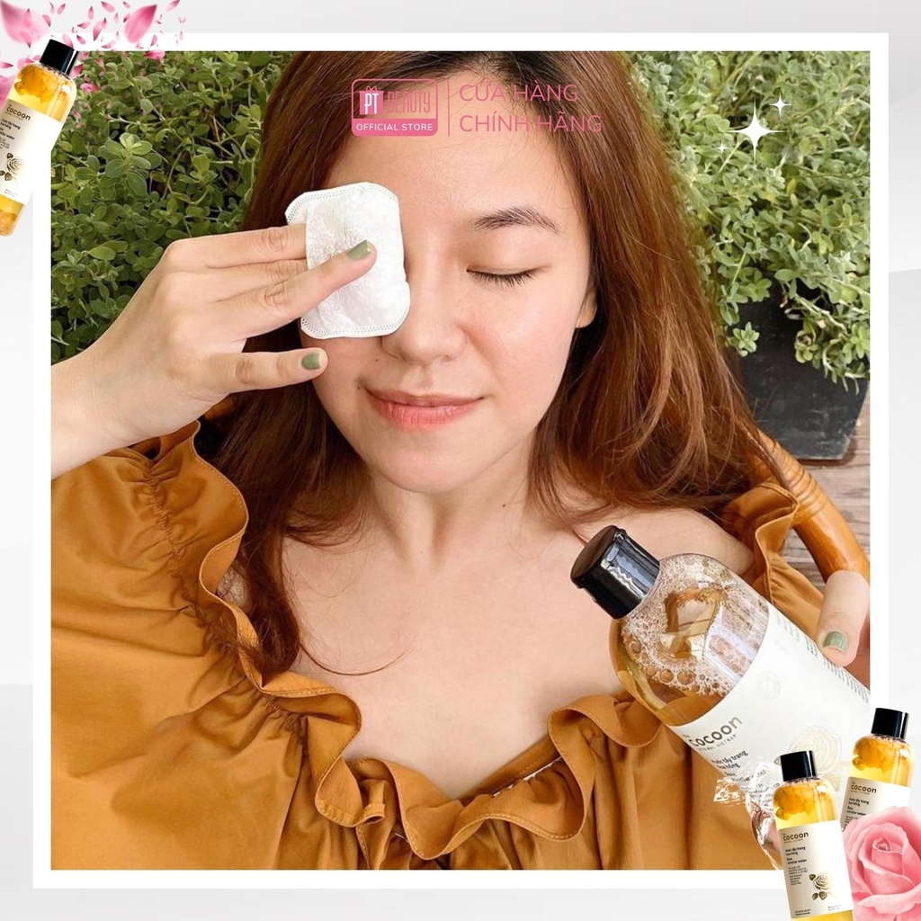 Tẩy trang hoa hồng thuần chay COCOON cấp ẩm mềm mịn da 310ml