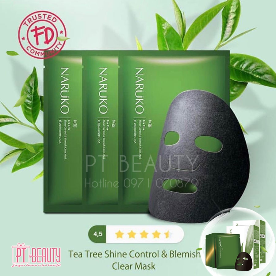 Mặt Nạ Naruko Tràm Trà Trị Mụn – Tea Tree Shine Control & Blemish Clear Mask 8pcs