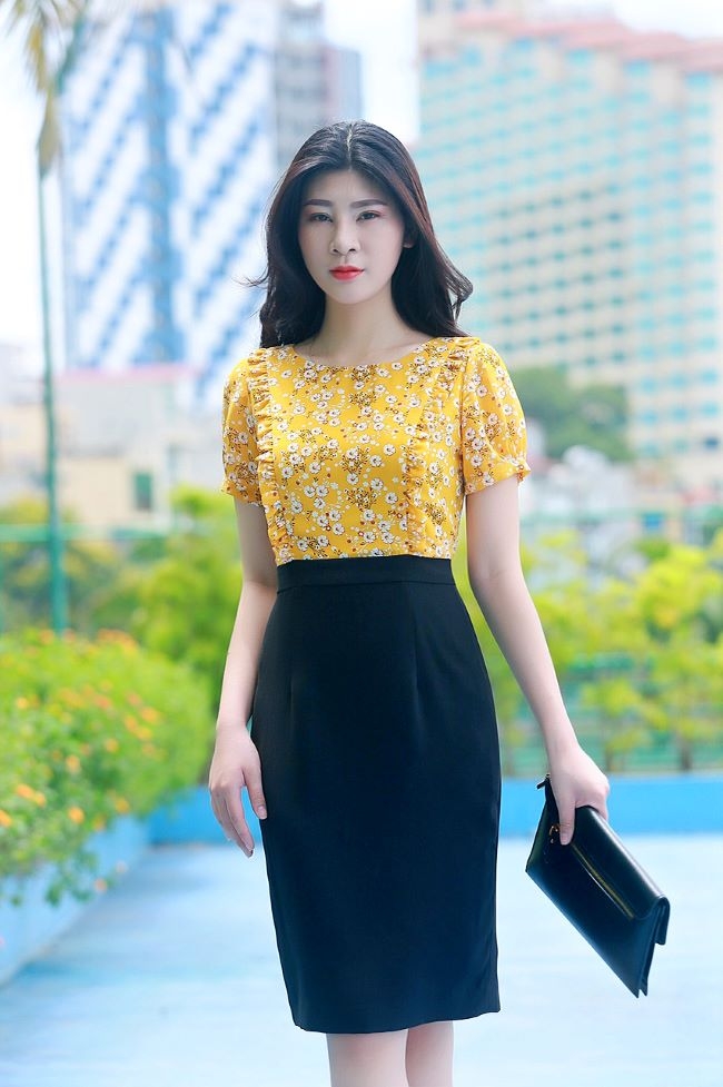 Váy đầm liền thân công sở cao cấp Cúc Fashion VX131 đầm váy nẹp ren thoi  trắng | Lazada.vn