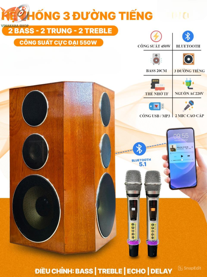 Loa Kéo Karaoke B63 Pro,6 loa,công suất 550w | Vinakara.com