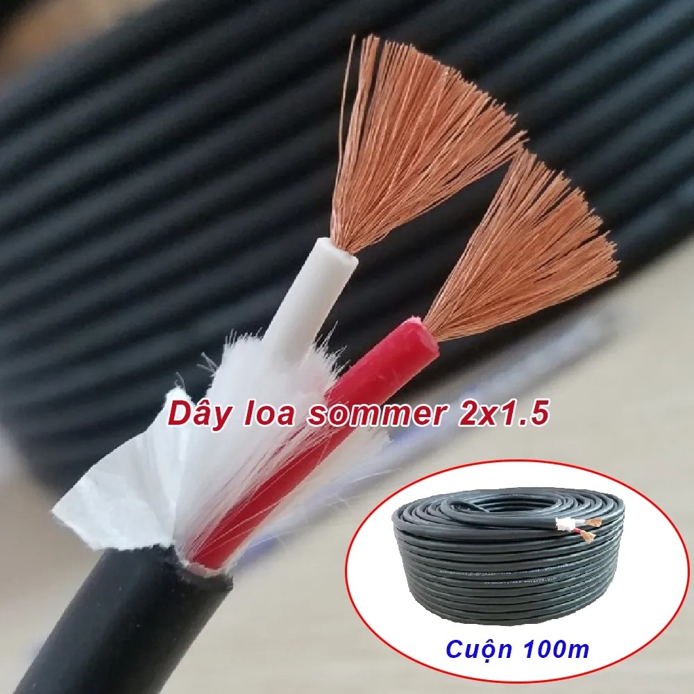 Dây loa Sommer 2 lõi đồng 2 x 1.5mm, 1 mét | Vinakara.com