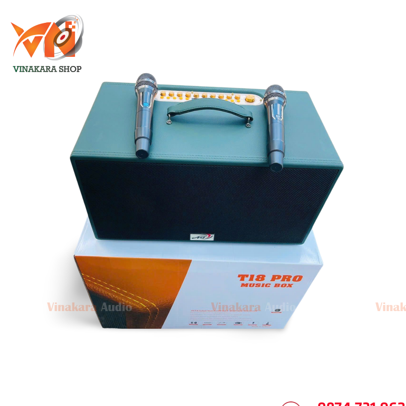 Loa mini xách tay karaoke TK T18 PRO, 2 micro UHF, 400w | Vinakara.com