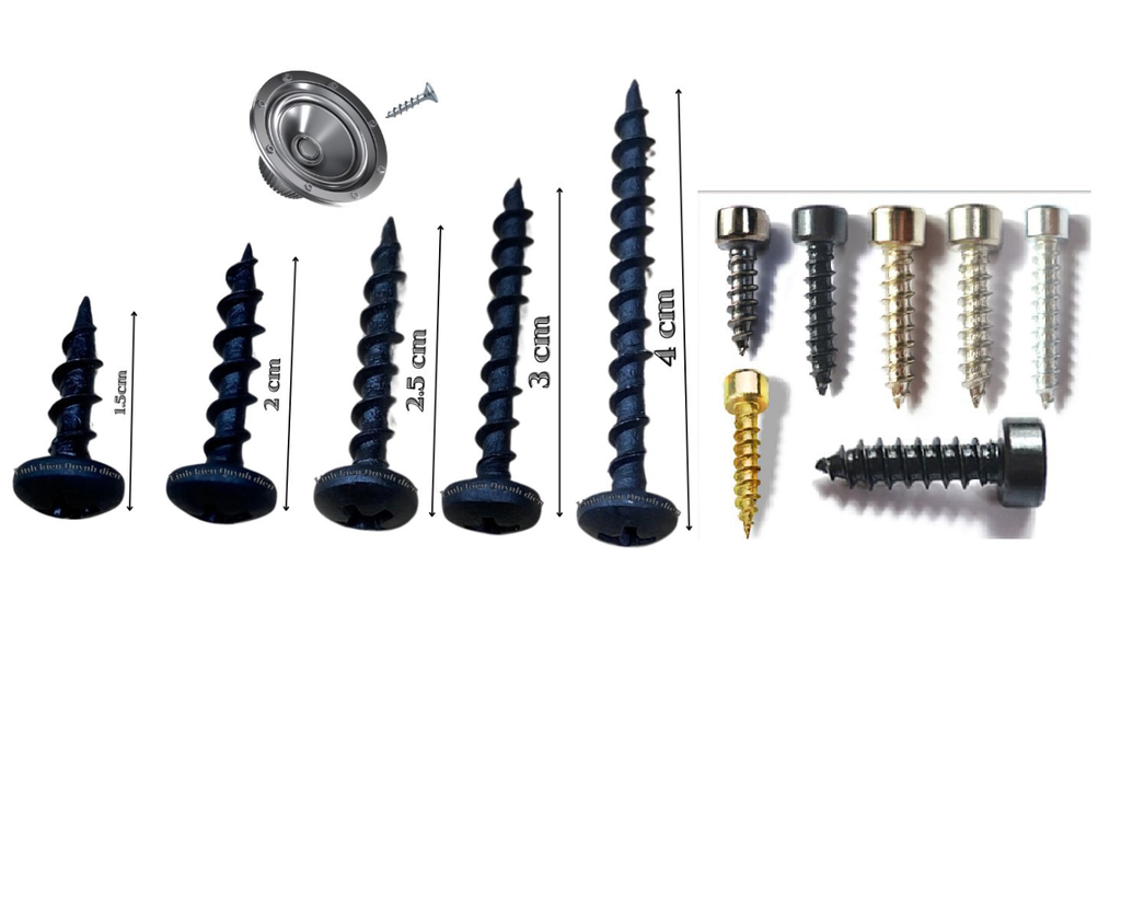 Cách kích thước ốc vít nhọn phổ biến