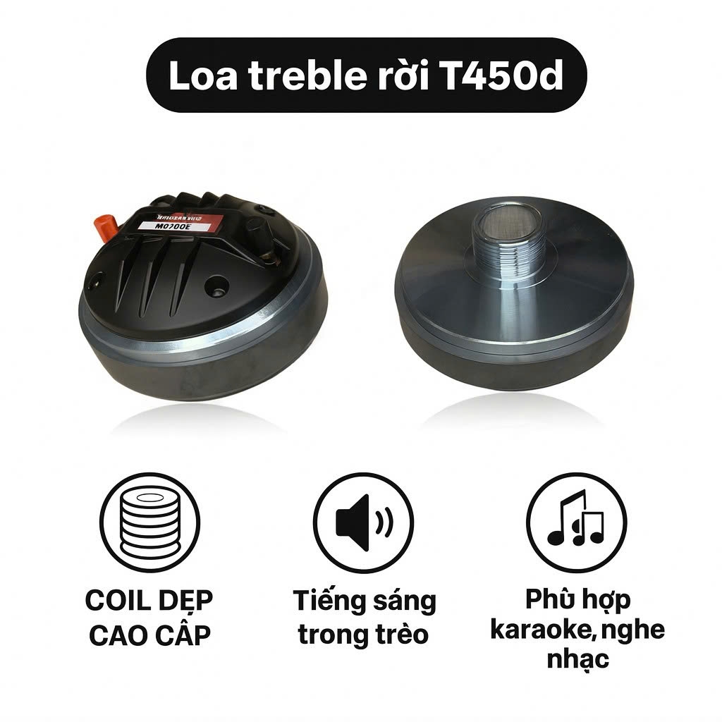 Loa treble rời 450 cao cấp, coil dây dẹp, t450d | Vinakara.com